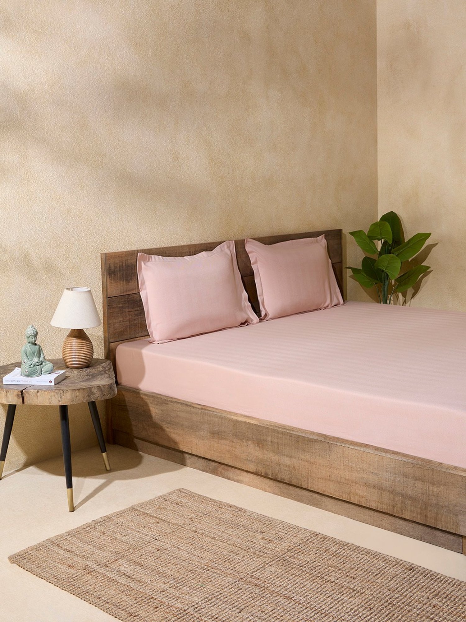 Westside Home Pink Double Bed Flat Sheet and Pillowcase Set