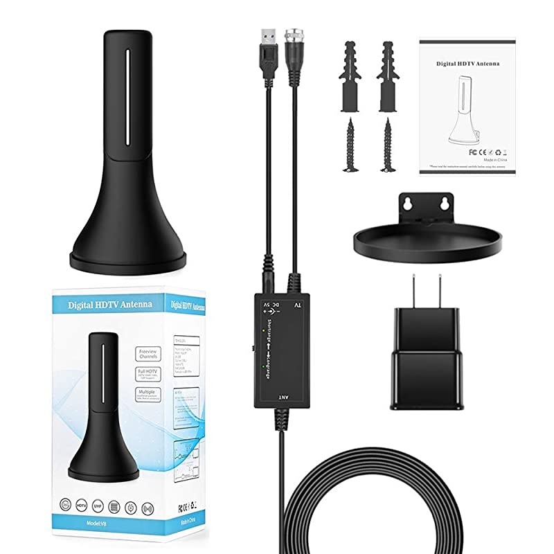 Upgraded Version Amplified HD Digital TV Antenna 130+Miles LongRange Reception Indoor HDTV Antenna with Amplifier Support 4K 1080P VHF UHF TV Channels Works for Fire tv Stick