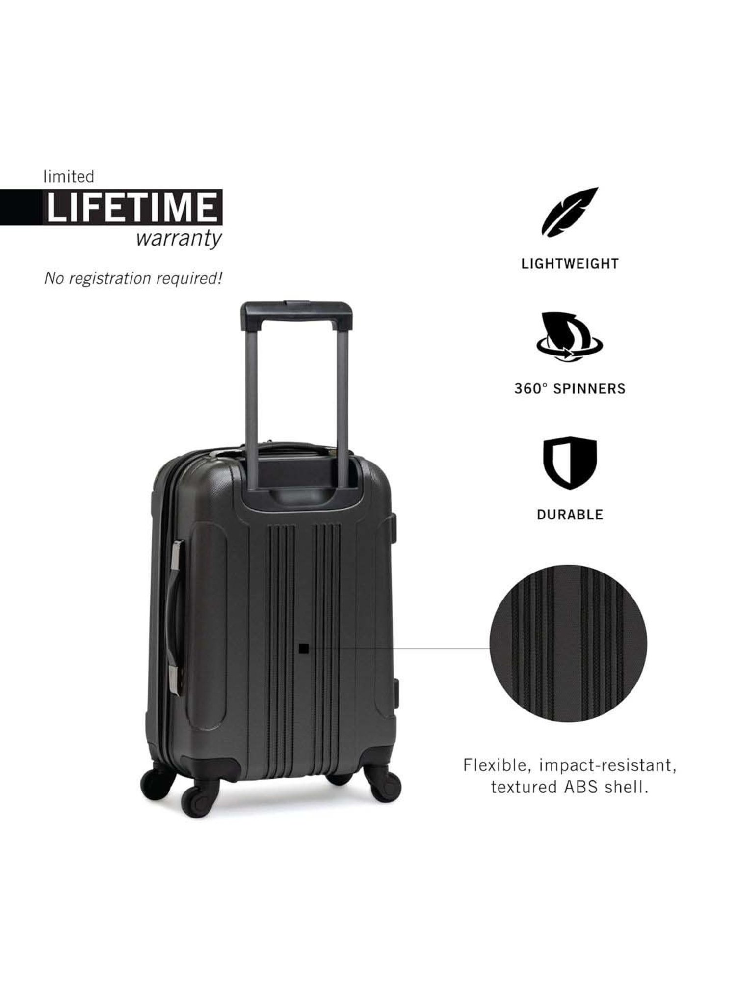 Kenneth Cole Charcoal Textured Hard Cabin Trolley Bag - 20 Cms