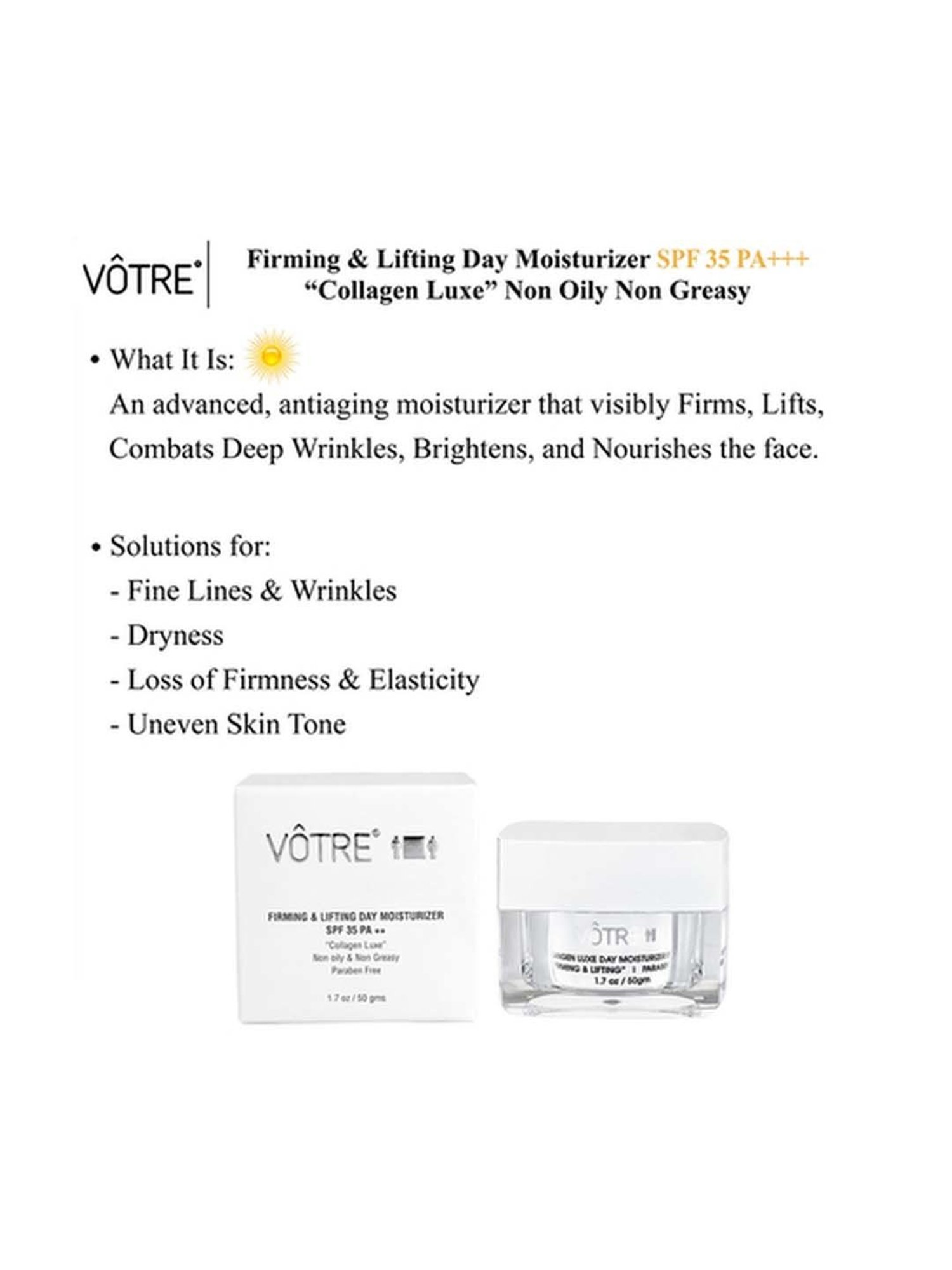 Votre Firming & Lifting Day Moisturiser SPF 35 PA+++ Collagen Luxe - 50 gm
