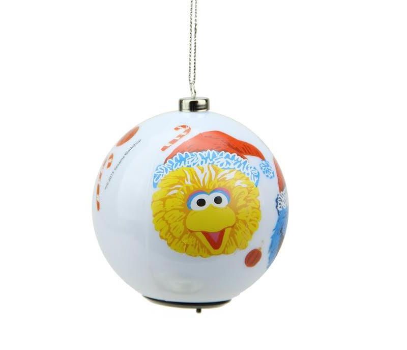 Carlton Cards 3.25" Heirloom LED Lighted Sesame Street Ball Christmas Ornament - White/Yellow