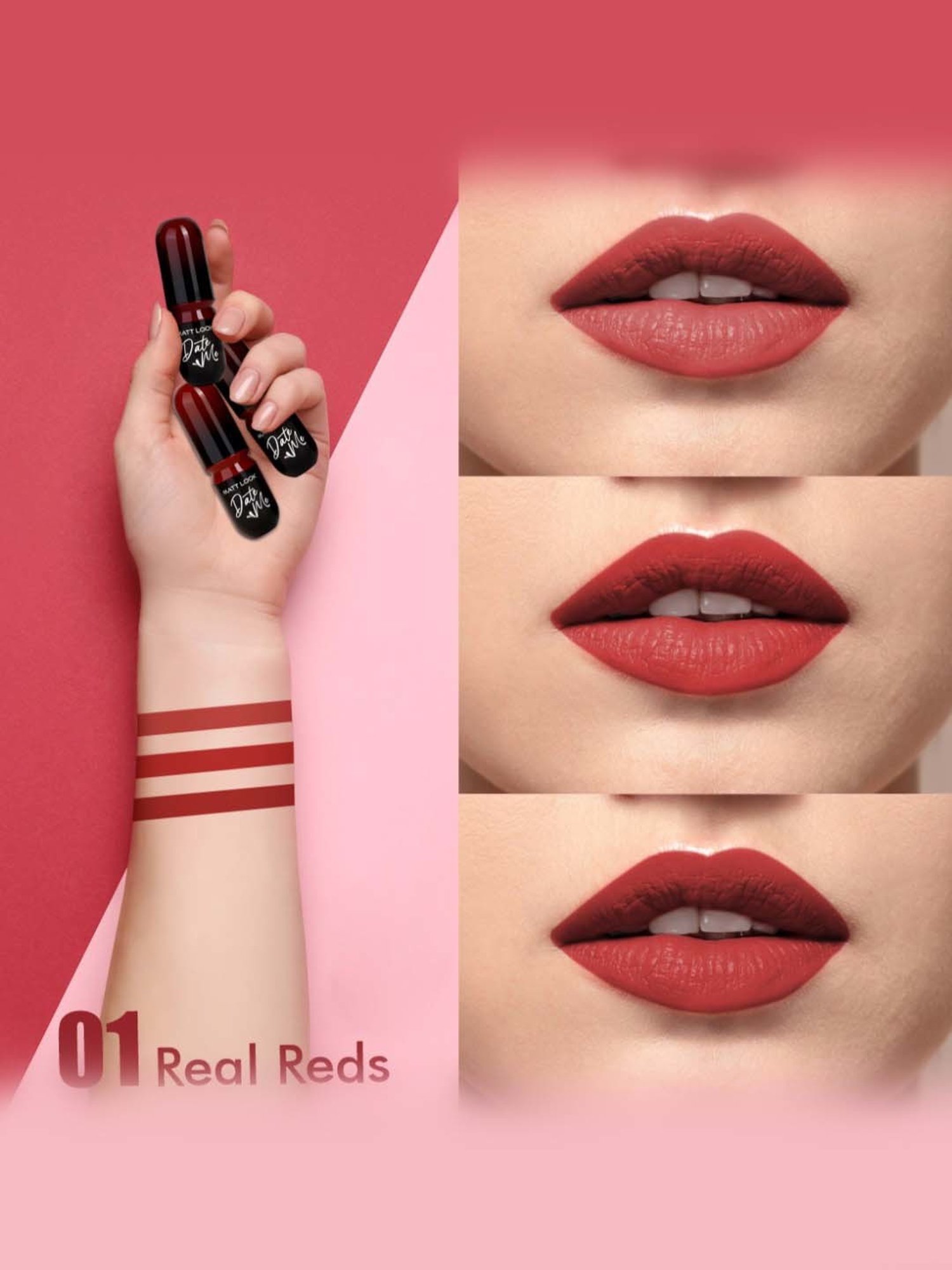 Matt Look Date Me Long Stay Lipstick Set - 01 Real Reds