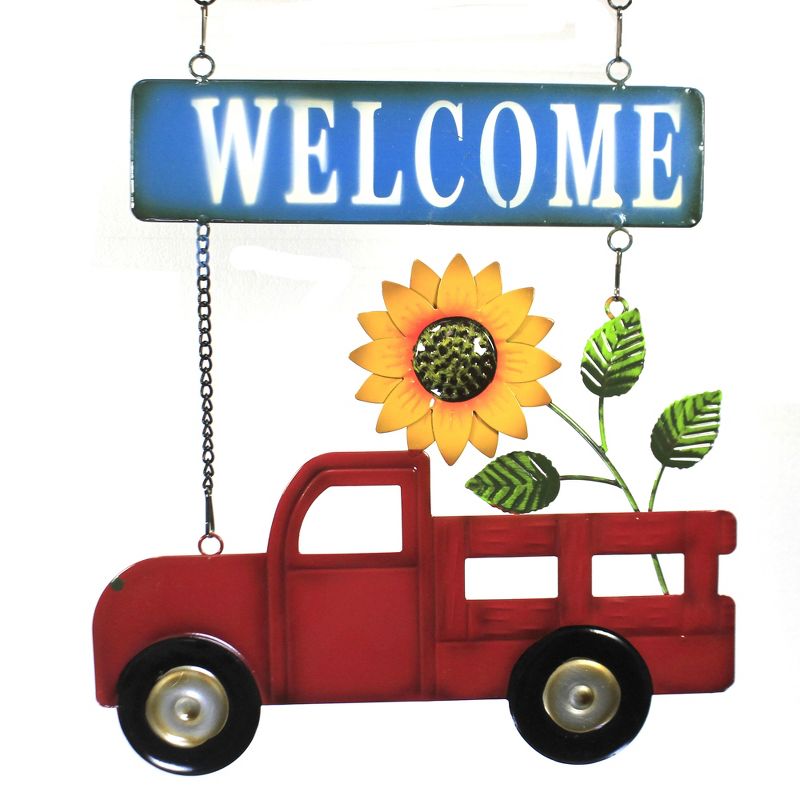 Home & Garden 48.0" Red Truck Welcome Stake Yard Decor Sign Stake Sunflower Direct Designs International  -  Decorative Garden Stakes