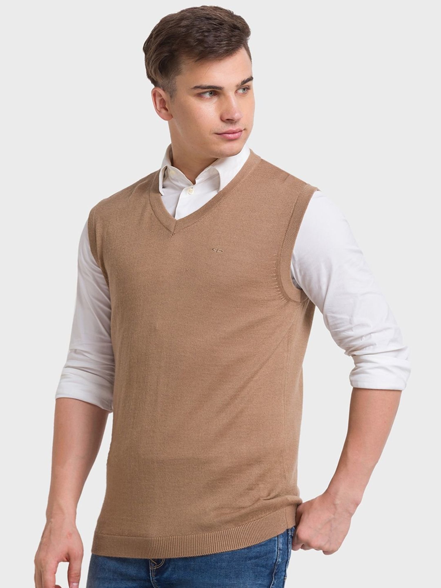 ColorPlus Brown Regular Fit Sweaters