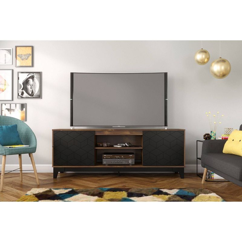 Hexagon 2 Door TV Stand for TVs up to 72" Black/Truffle - Nexera