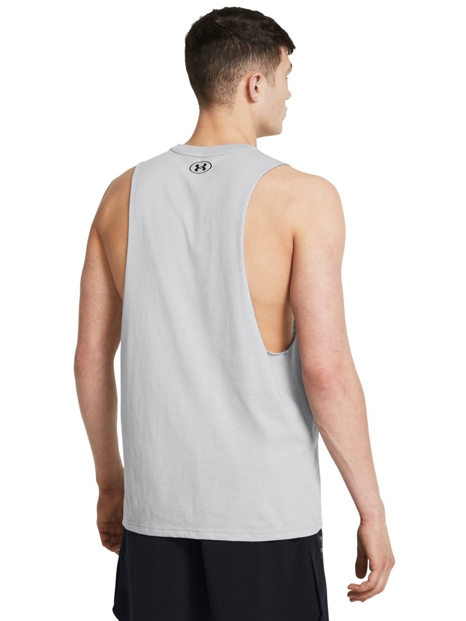 Under Armour Grey Cotton Slim Fit Printed Tank Tee