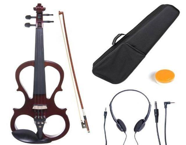 Cecilio 4/4CEVN-1NA 4/4 Full Size Electric Silent Solidwood Violin w/ Ebony Fittings in Style 1 - Metallic Mahogany