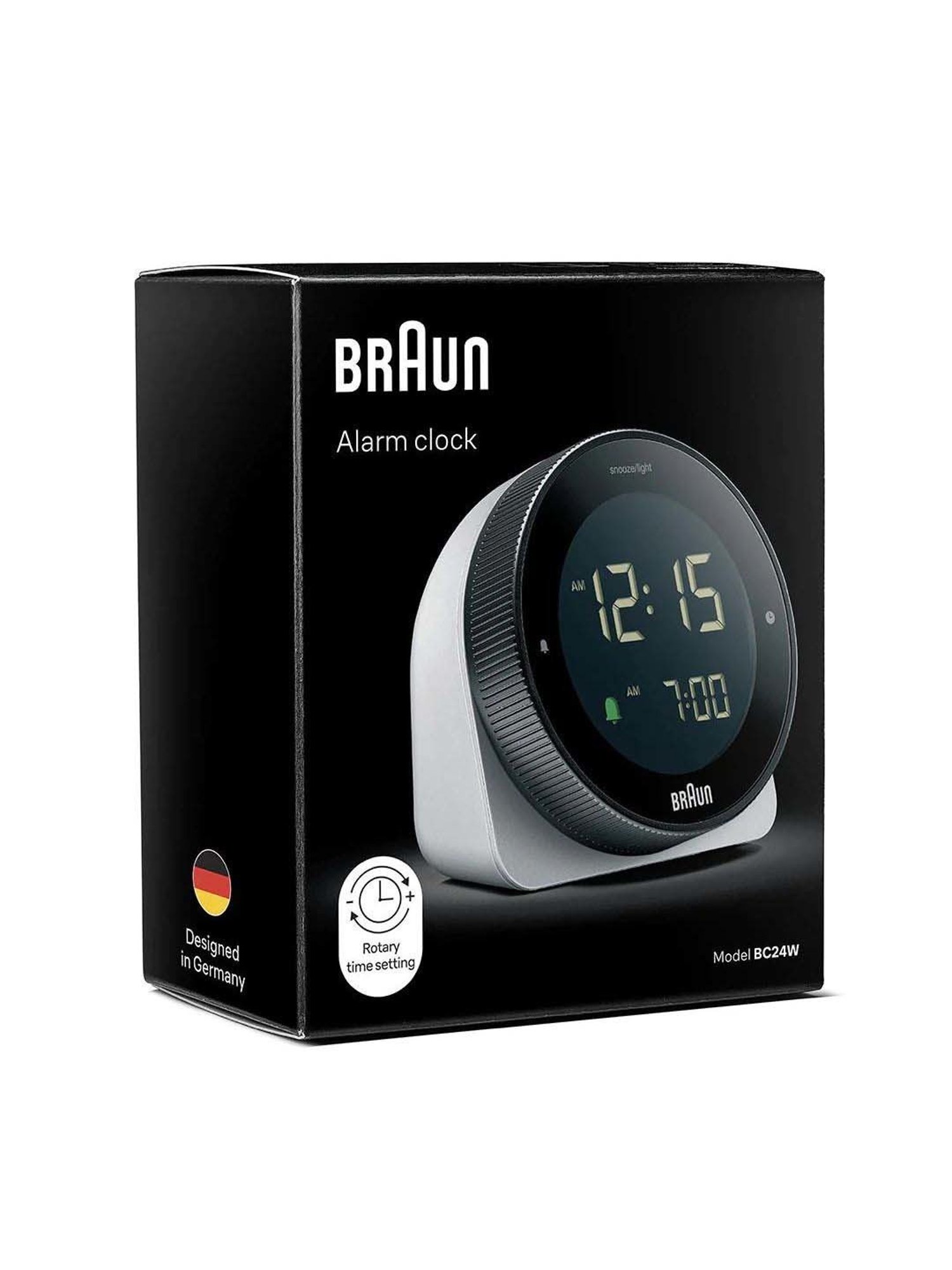 Braun White Digital Alarm Clock With Snooze & Negative LCD Display