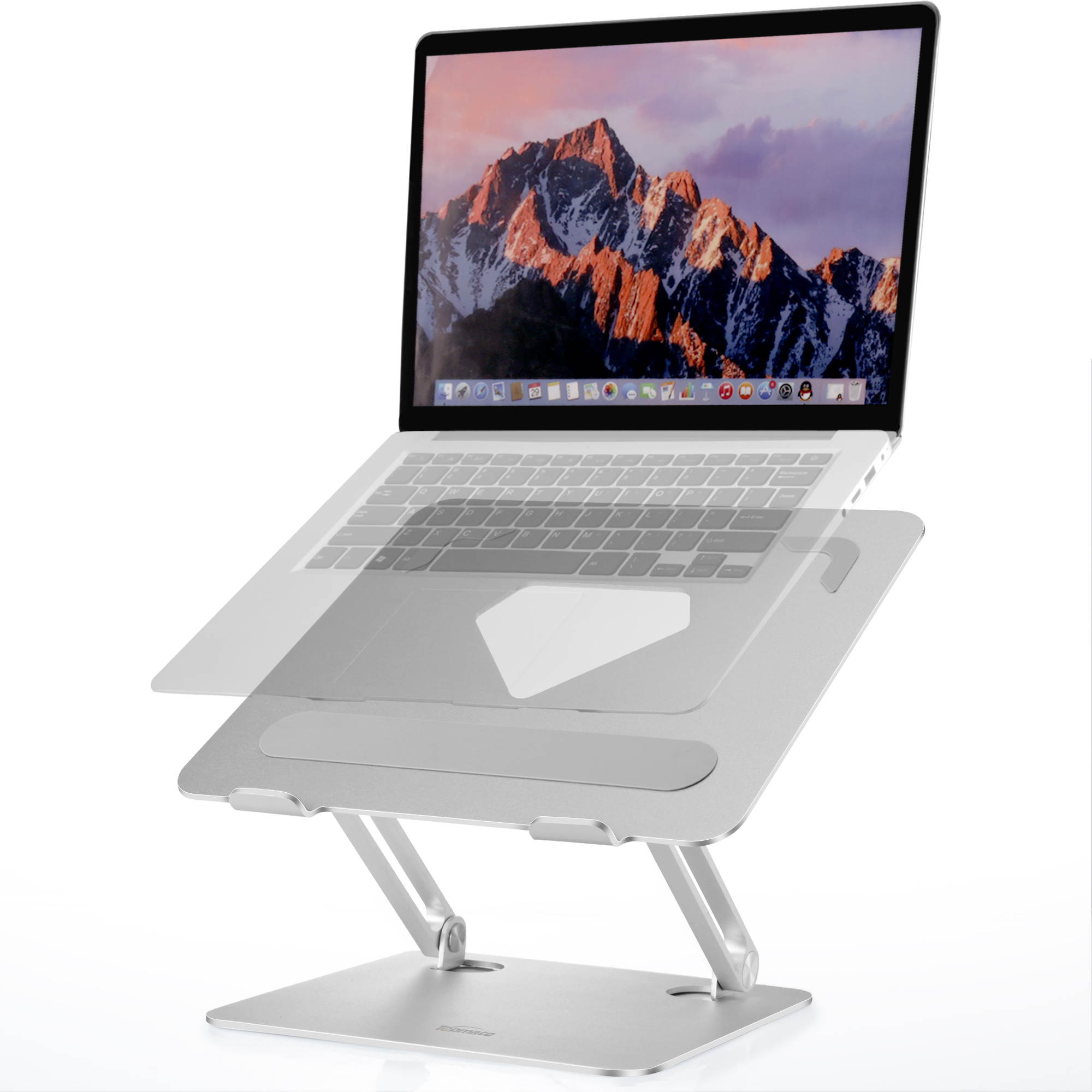 Laptop Stand for Desk Adjustable Height Angle Aluminium Laptop Riser, TopMate Metal Computer Stands Laptop Support, Notebook Mount Holder MacBook Air Pro Lift Shelf, for 10-17.3 Inch Laptops (Sliver)