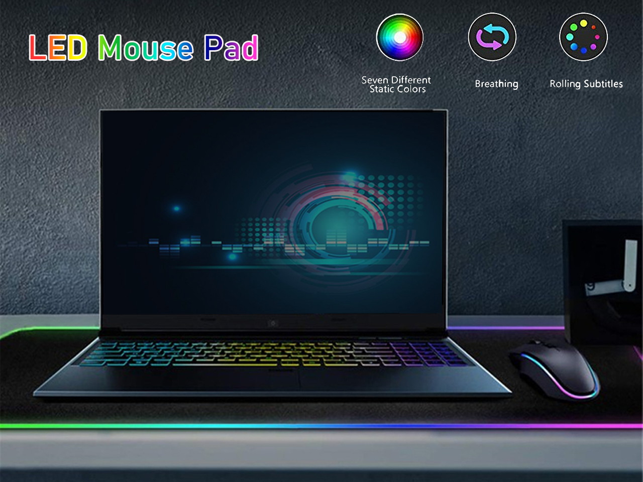 Large RGB Gaming Mouse Pad - 14 Light Modes Extended Computer Keyboard Mat with Durable Stitched Edges, High-Performance Mouse Pad Optimized for Gamer 31.5X 11.8in