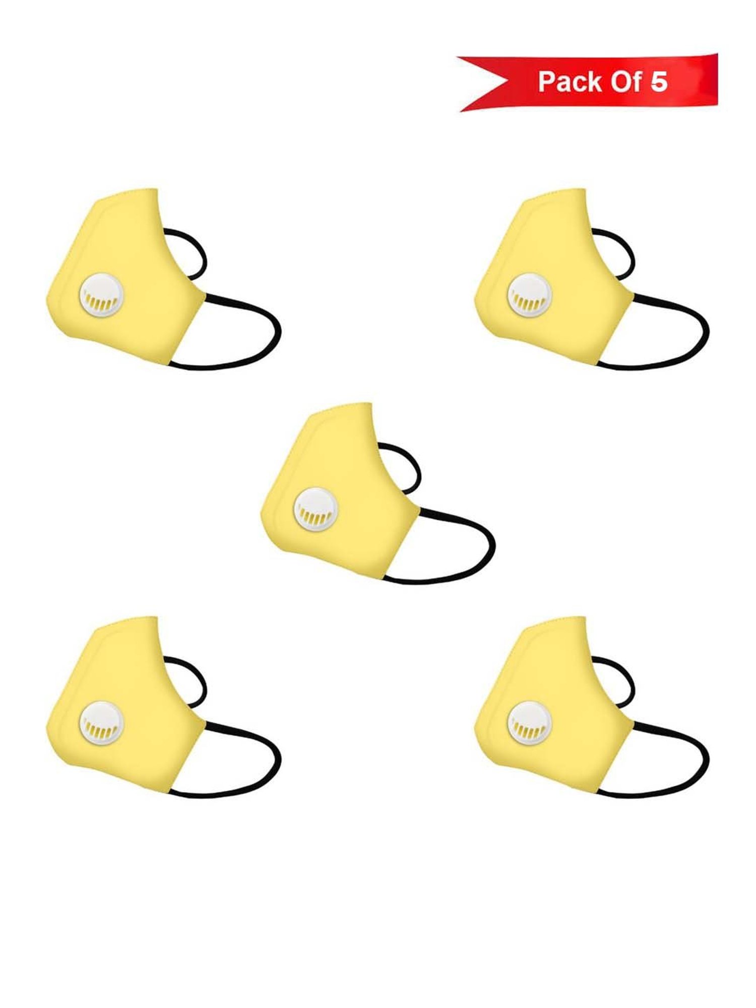 Lioncrown 3 Layered N95 Face Mask with Air Respirator for Women - Pack of 5