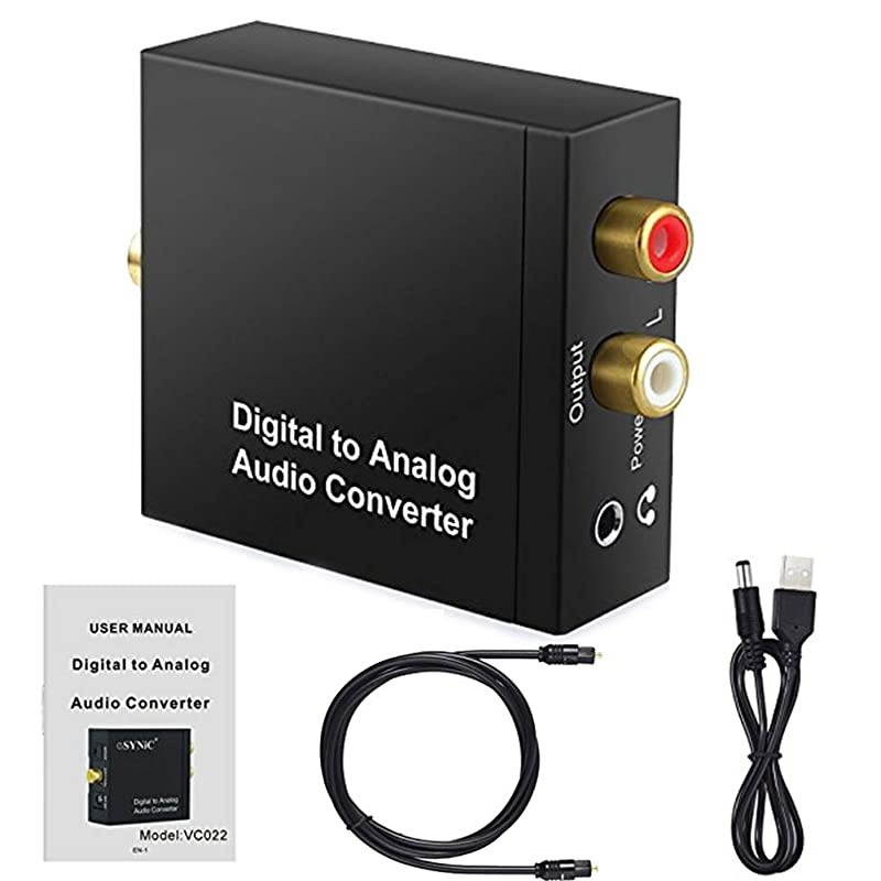 Digital to Analog Audio Converter,AVMTON DAC Digital SPDIF Optical Toslink Coaxial to Analog 3.5mm Jack RCA L/R Audio Converter Adapter for PS3/4 Xbox Blu Ray DVD HDTV Headphone Home Cinema