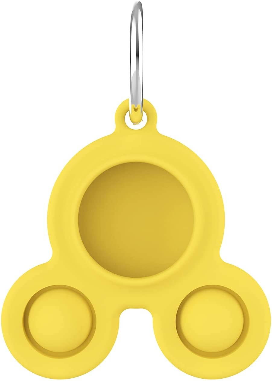 Fidget Toys Protective Shell for AirTag Finder,Cartoon Animal Shape Push Pop Bubble Protecive Case, Silicone Soft Case Compatible with AirTags 2021 (Yellow)