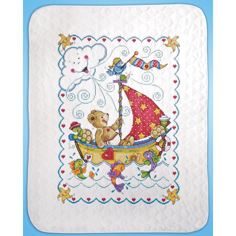 Tobin Stamped Quilt Cross Stitch Kit 34"X43"-Sail Away