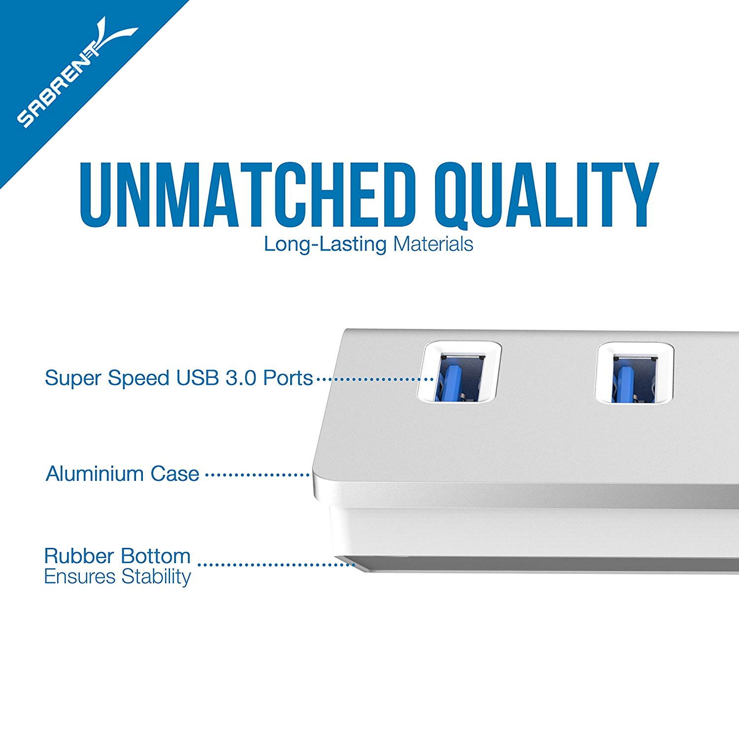 USB 3.0 HUB, Best 4 Port Aluminum USB 3.0 Hub (30" cable),compatible USB 3.0/2.0/1.1,Speeds up to 5Gbps for iMac, MacBook, MacBook Pro, MacBook Air, Mac Mini, or any PC - Silver