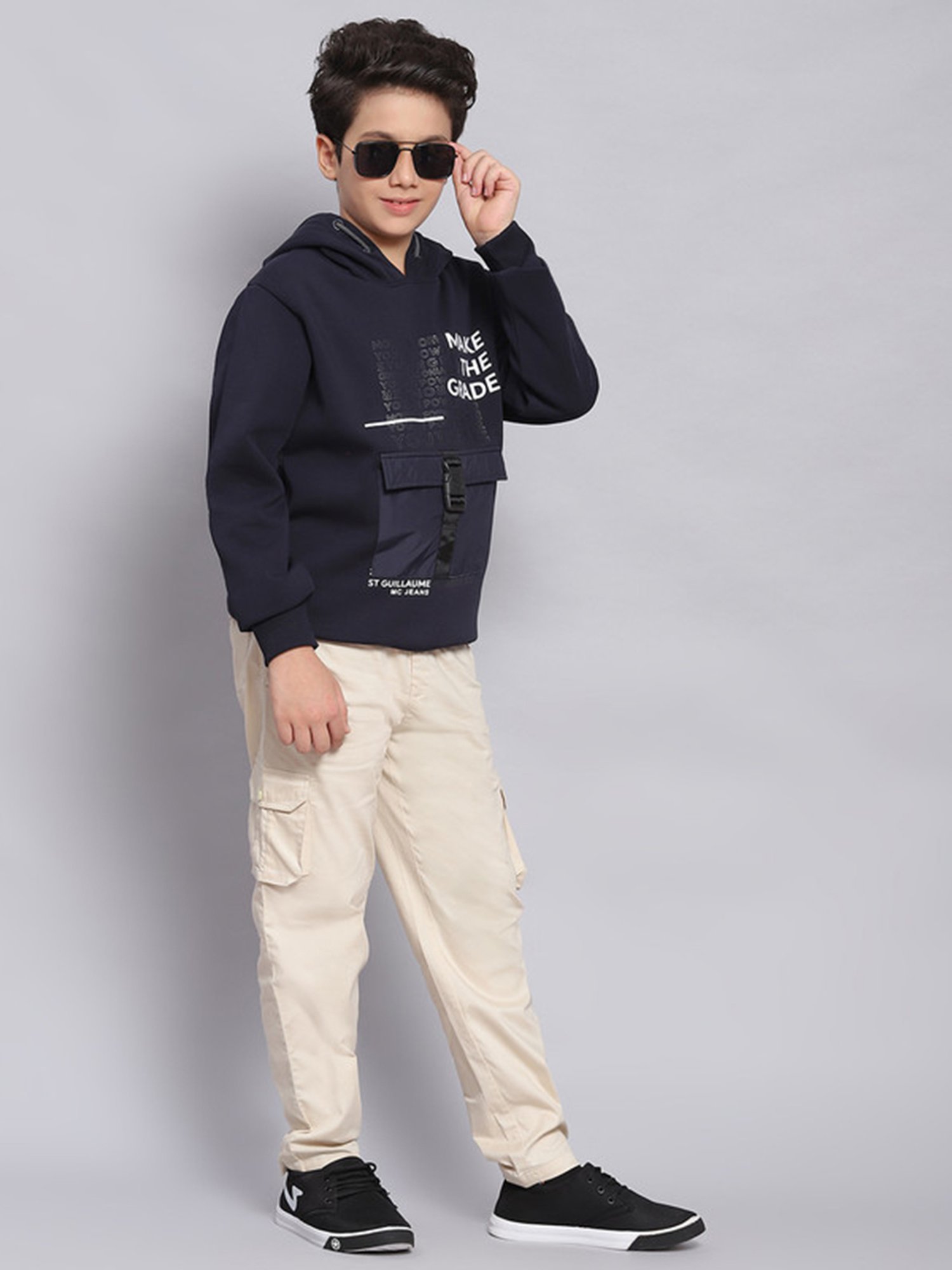 Monte Carlo Kids Navy Printed Full Sleeves Sweatshirt