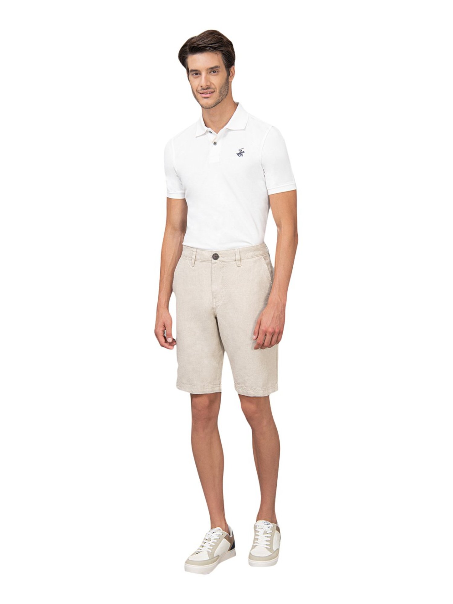 Beverly Hills Polo Club Beige Cotton Regular Fit Shorts