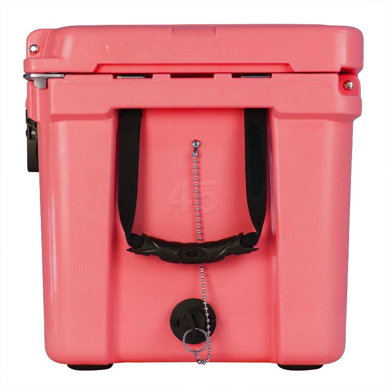 Driftsun Heavy Duty Rotomolded Thermoplastic UV Resistant Portable 45 Quart Insulated Hardside Ice Chest Beverage Cooler, Coral