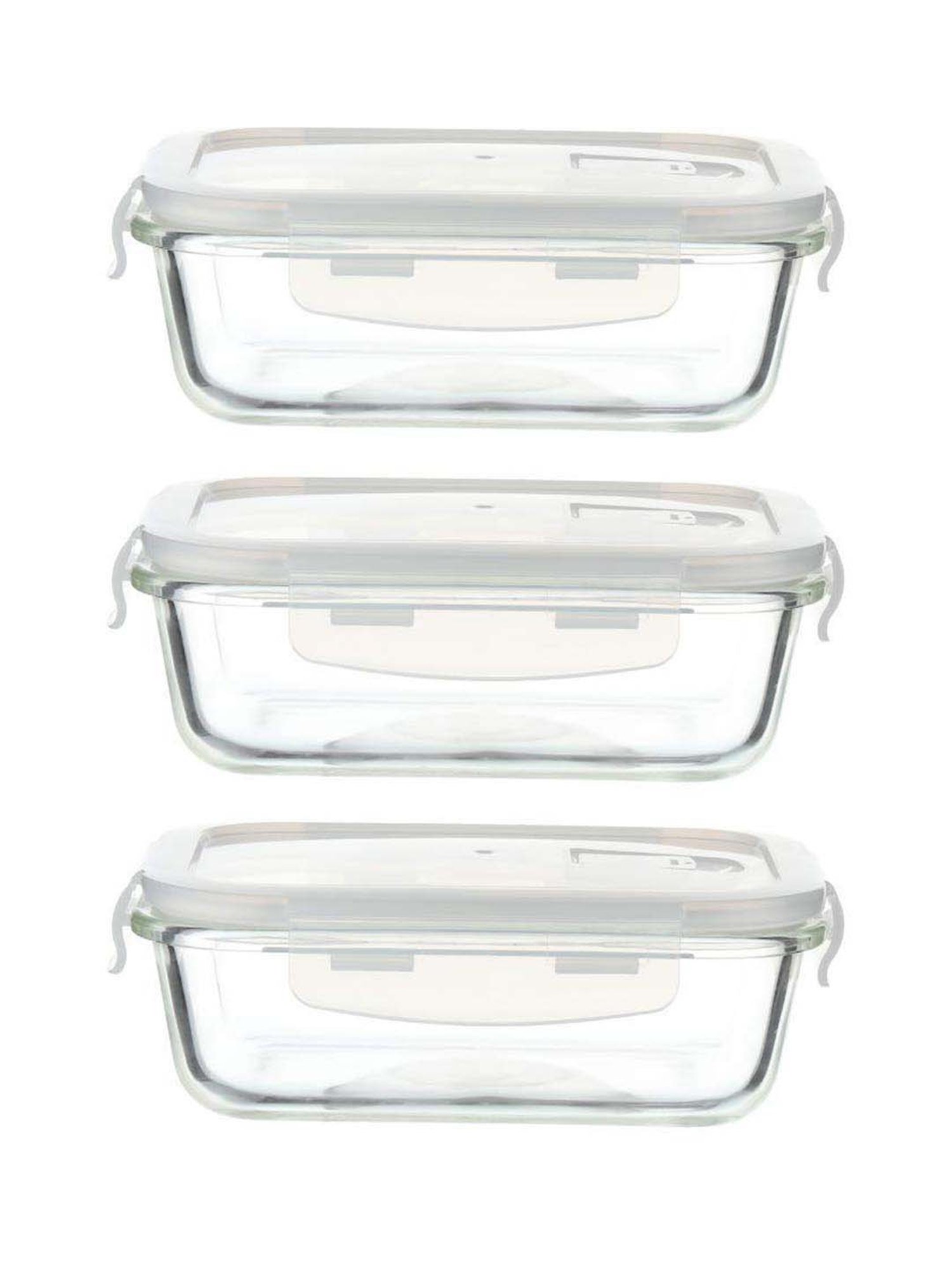 Femora Transparent Borosilicate Glass Containers with Lid (1500 ml) - Set of 3