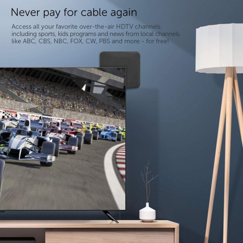 Aluratek Indoor HD Digital Amplified TV Antenna (Free Over-The-Air) HDTV Channels