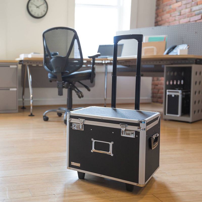 Vaultz Mobile File Chest with Combination Lock and Handle - Black