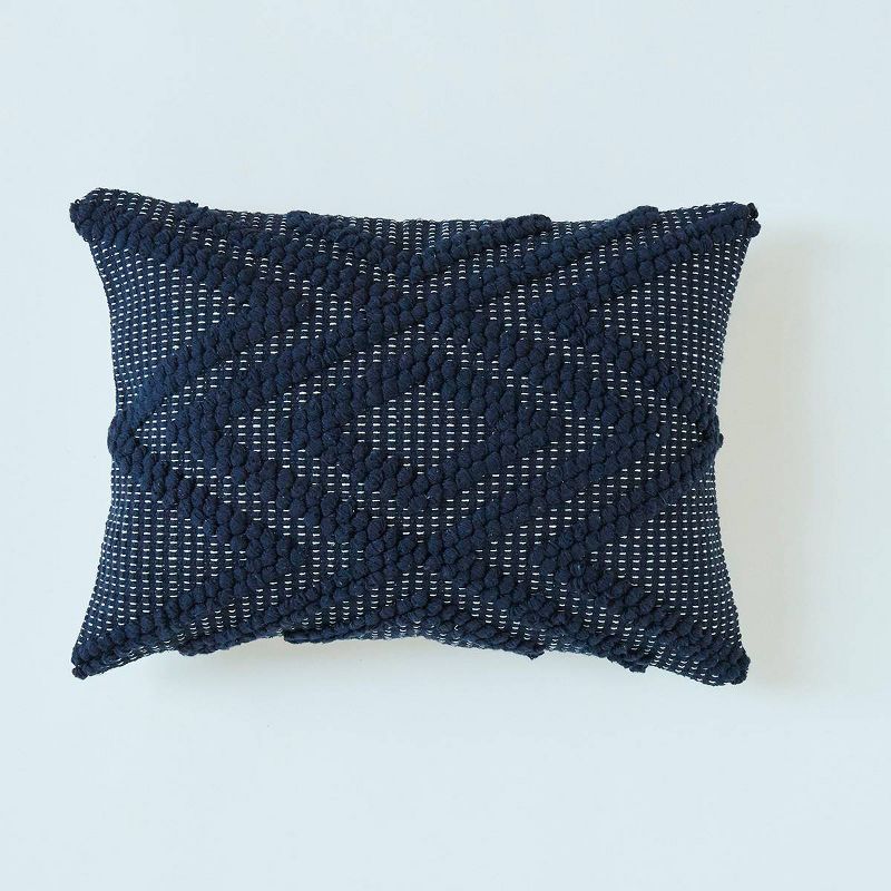 16"x22" Diamond Patterned Rectangle Throw Pillow Blue - Patina Vie
