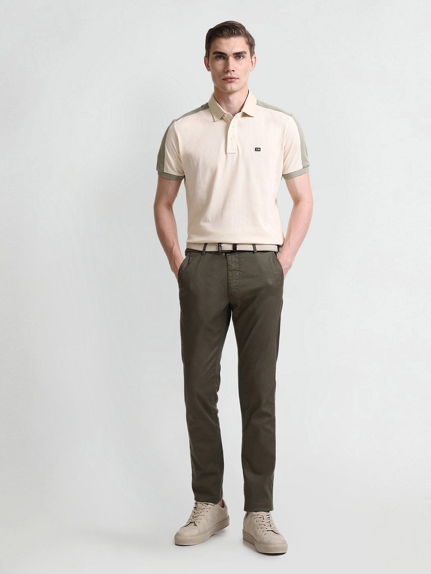 Arrow Beige Cotton Regular fit Others Polo T-Shirt