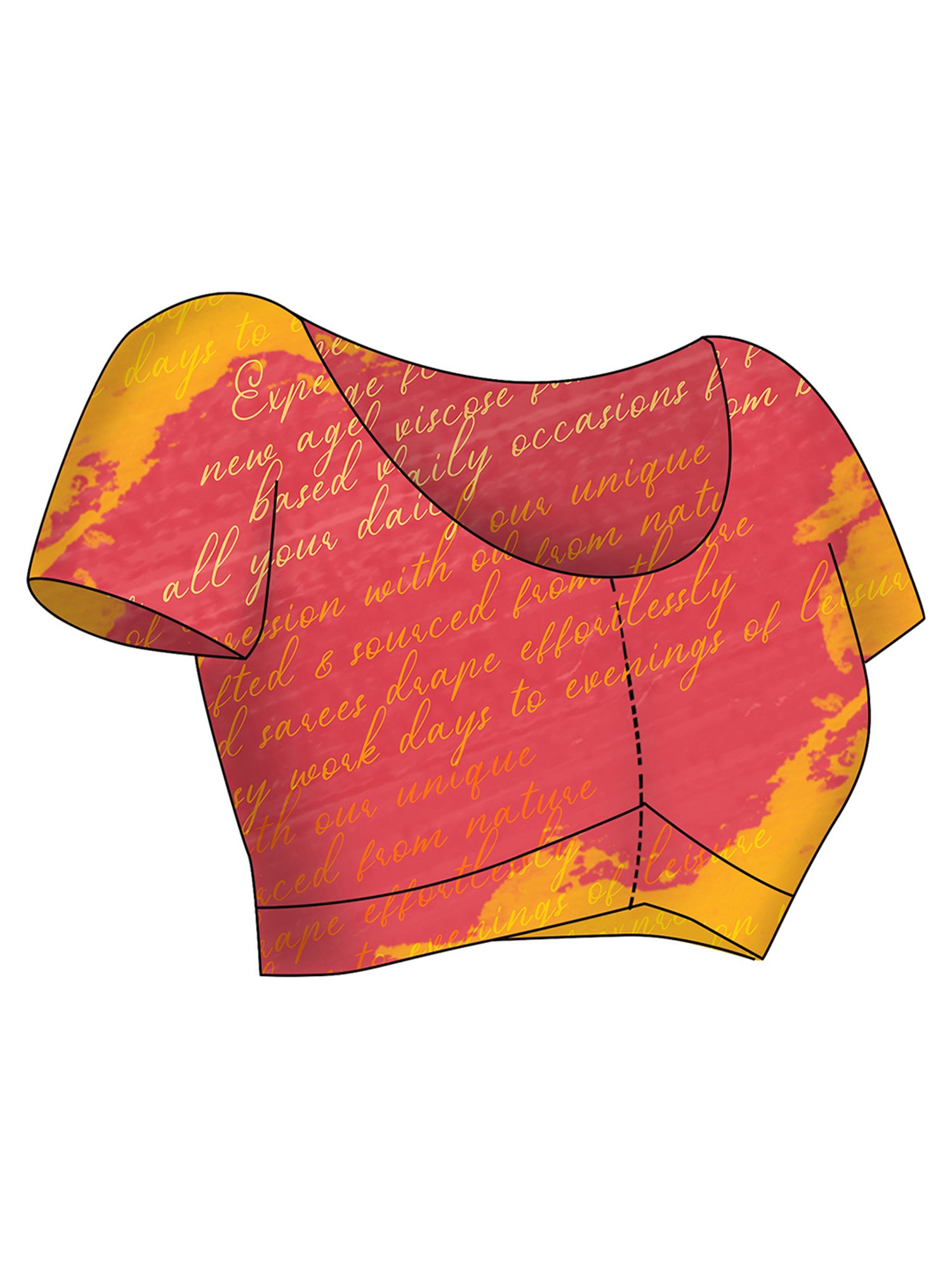 navyasa by liva Peach & Green Printed Saree With Unstitched Blouse