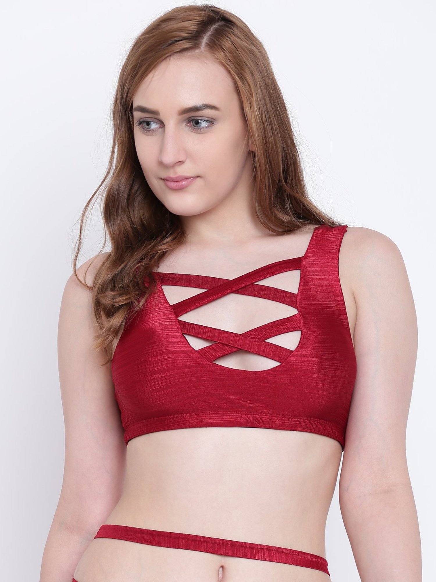 La Intimo Maroon Beach Bold Plunge Bra