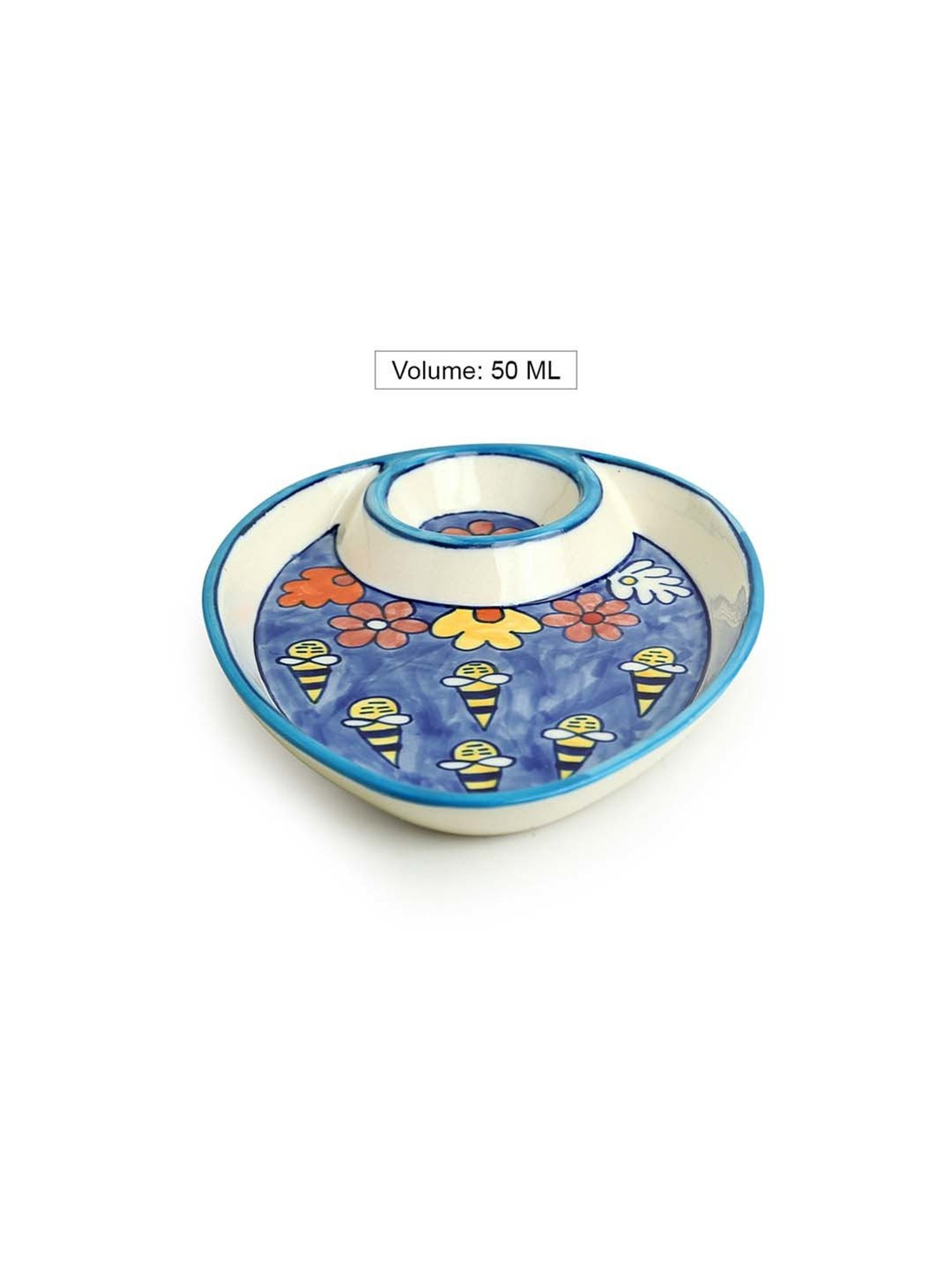 ExclusiveLane The Bee Collective Blue & White Ceramic Serving Platter - Set of 1