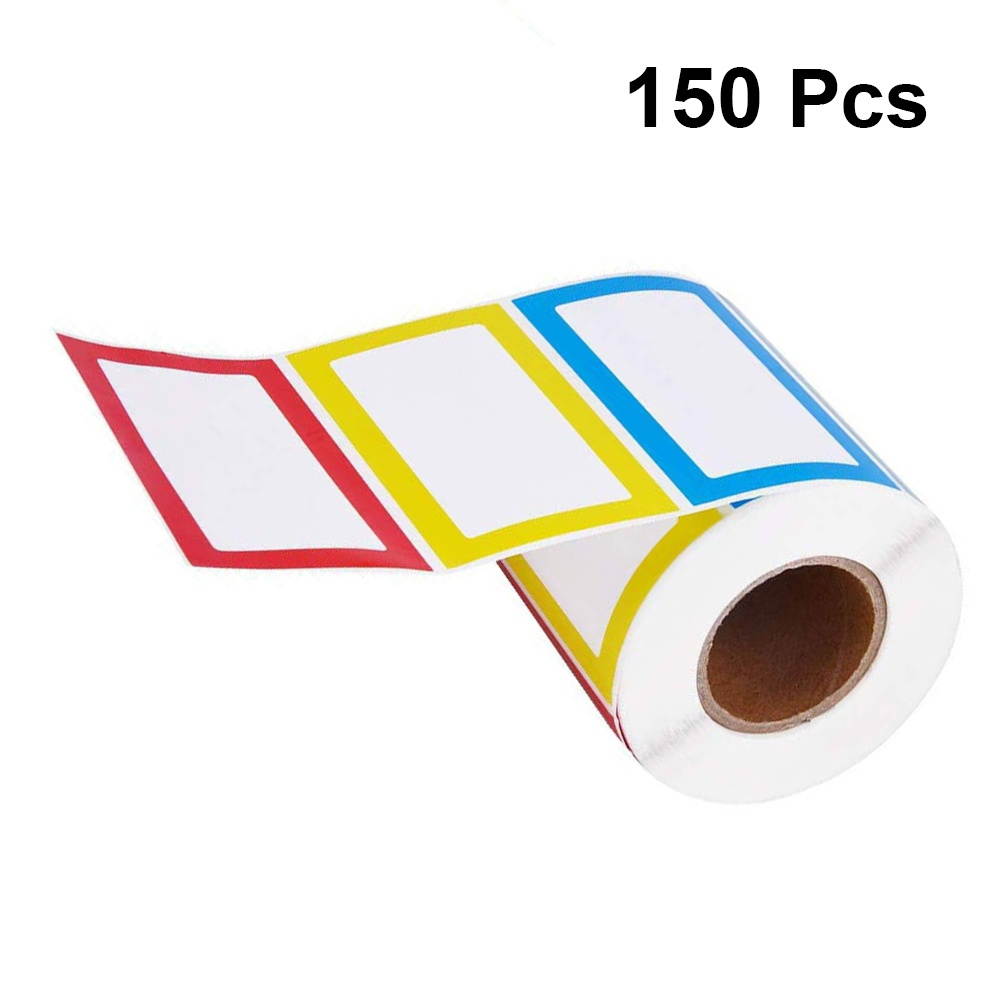 2 Roll Name Tag Sticker Colorful Label Sticker Self-Adhesive Name Label Classification Mark Sticker Paste for Home School Office (150pcs)