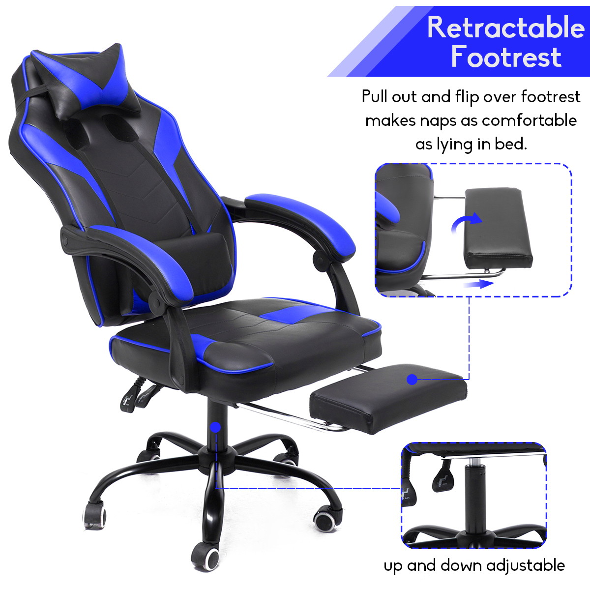 High Back Racing Gaming Chair Computer Desk Chair Adjustable Swivel Office Chair
