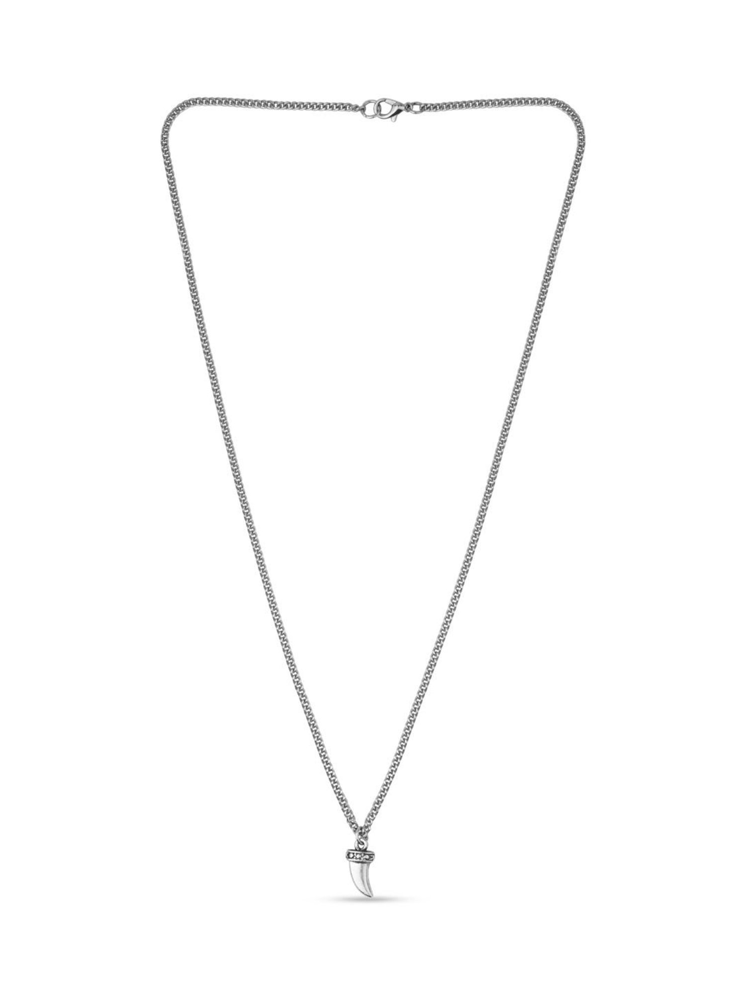 The Bro Code Silver-Plated Horn Pendant Necklace For Men