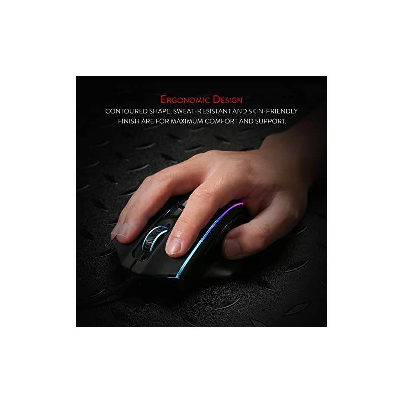 M720 Vampire RGB Gaming Mouse, 10,000 DPI Adjustable Wired Optical Gaming Mouse, Comfortable Grip Ergonomic with 8 Programmable Buttons