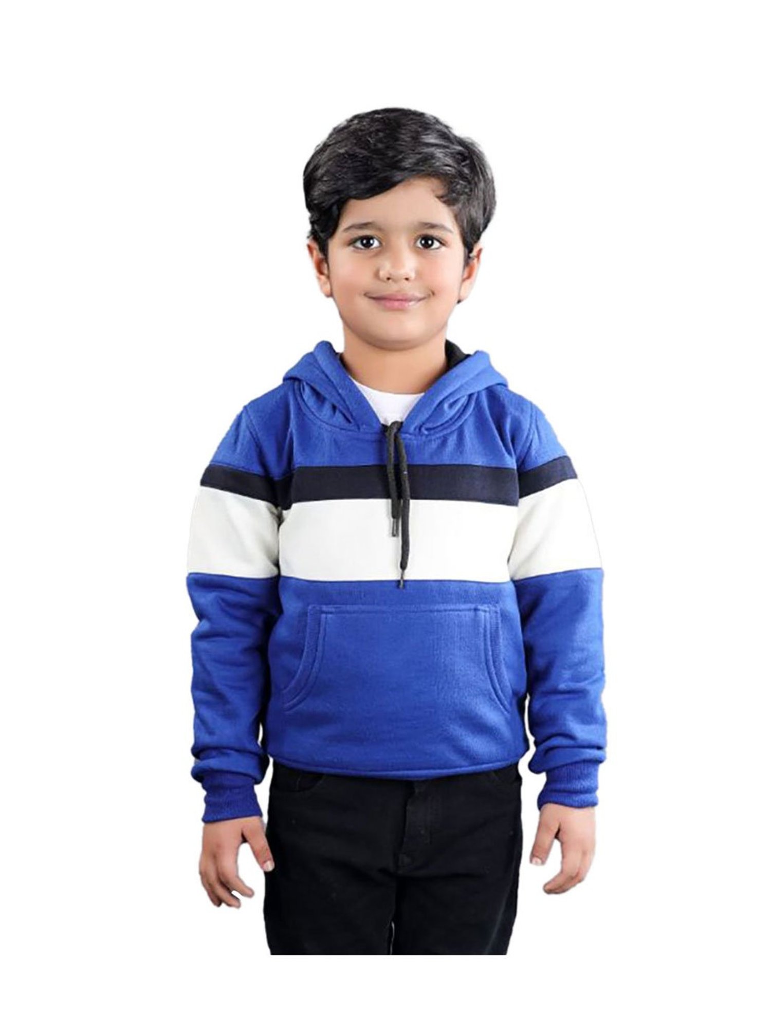 Ahhaaaa Kids Blue Solid Hoodie