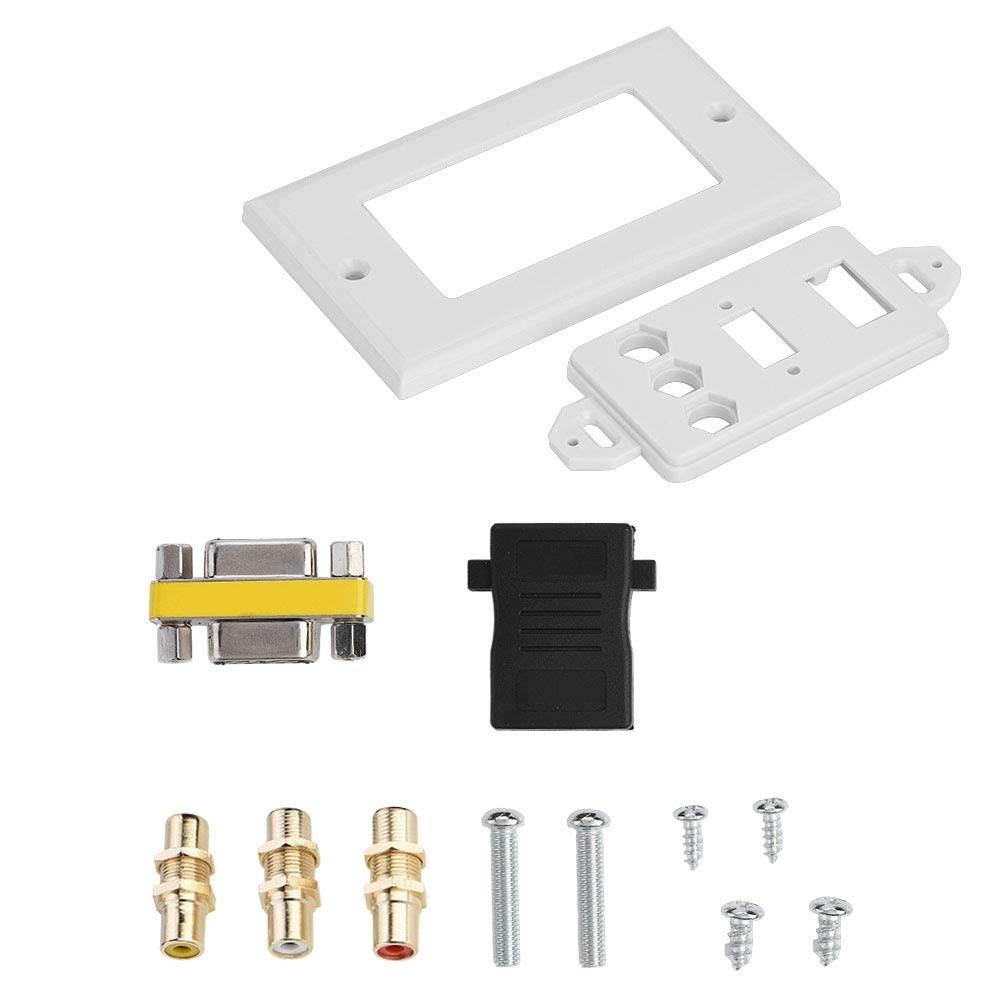 SOONHUA 3- in- 1 Multi- Level Protection Multimedia Wall Socket, Solid and Durable HDMI- Compatible VGA RCA Ports Multimedia Panel