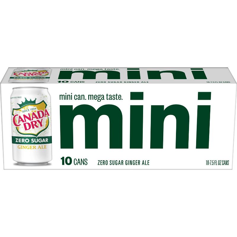 Canada Dry Zero Sugar Ginger Ale Soda - 10pk/7.5 fl oz Mini Cans