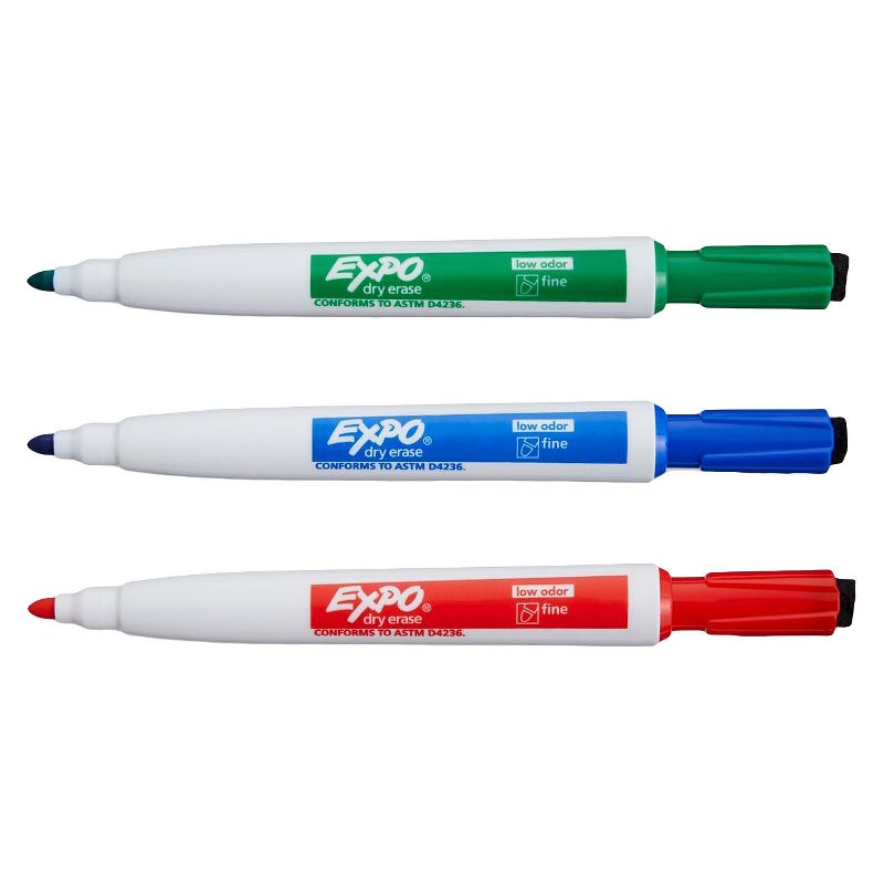 3pk Dry Erase Marker Magnetic and Eraser Fine Tip Multicolor - Expo