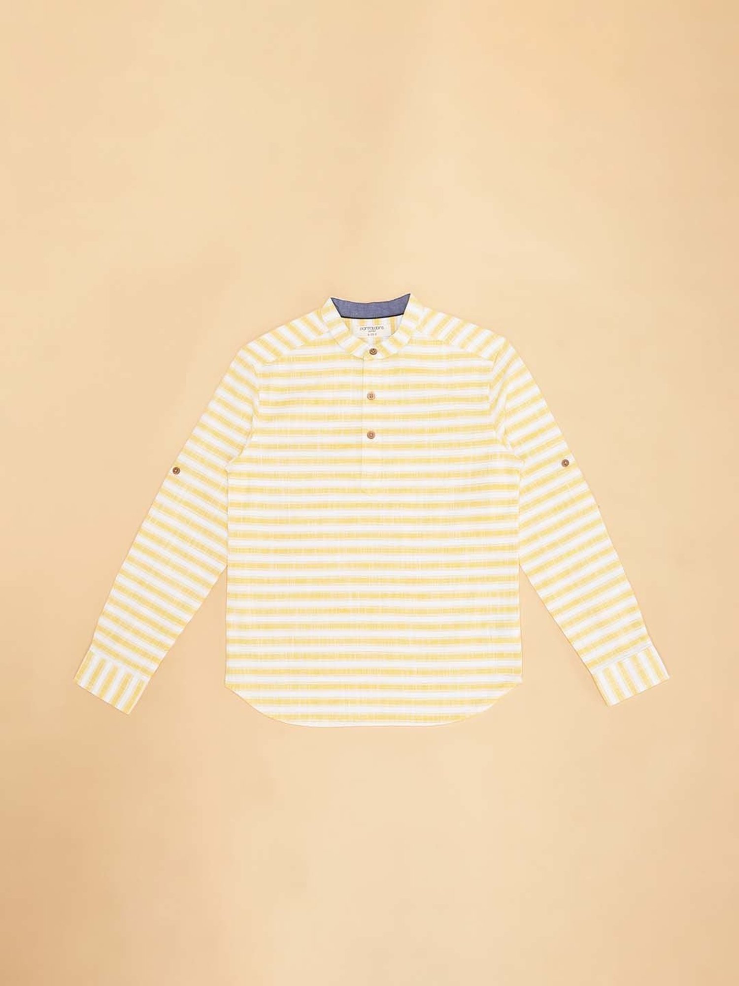 Pantaloons Junior Yellow & White Cotton Striped Full Sleeves Shirt