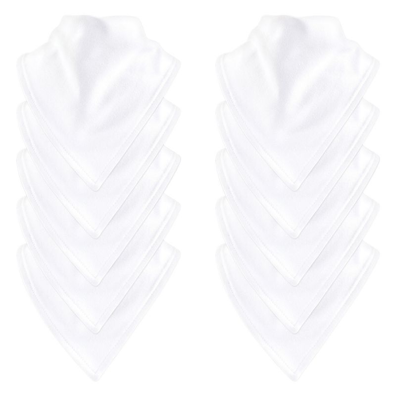 Luvable Friends Baby Cotton Bandana Bibs 10pk, White, One Size