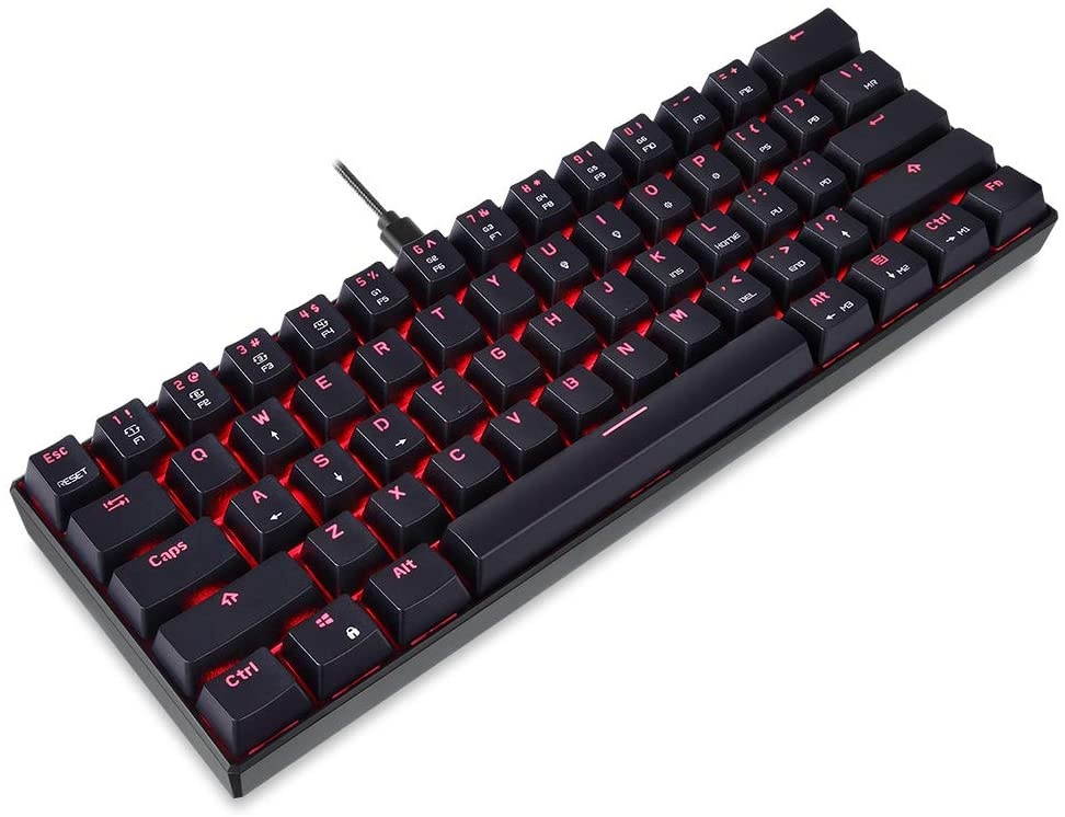 Docooler MOTOSPEED CK61 USB Wired Mechanical Gaming Keyboard RGB Red Switches Keyboard 61 Keys