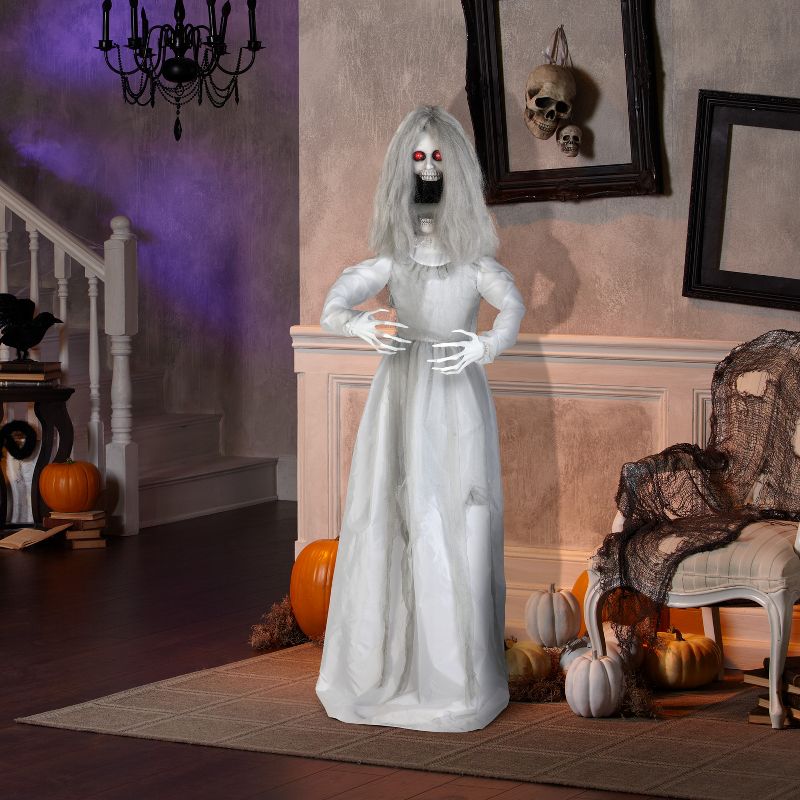 Gemmy 5Ft Life Size Animated KD Pop Up Creepy Girl, white