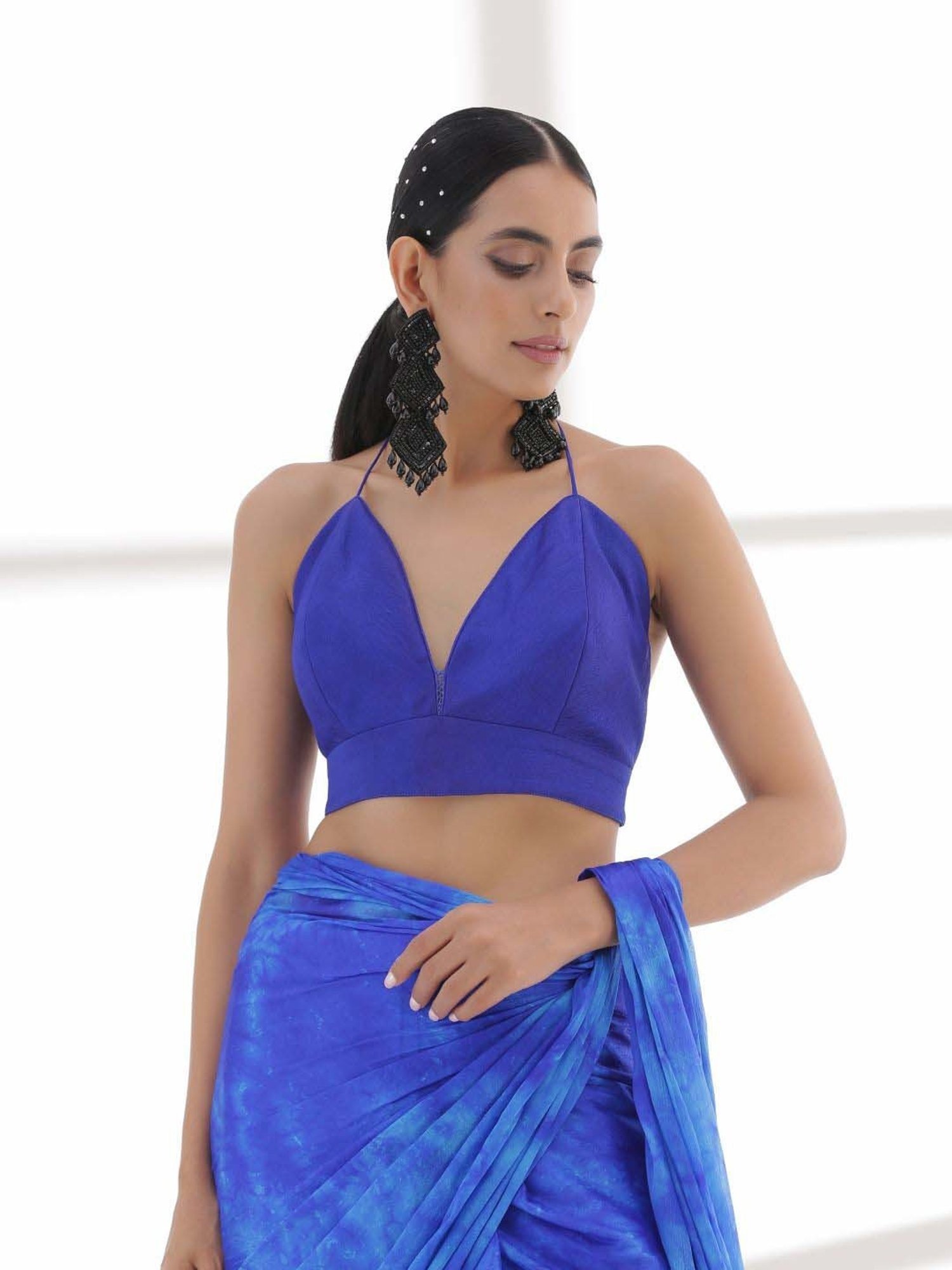 Swtantra Blue Plain Readymade Blouse