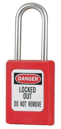 Lockout Padlock, Keyed Alike, Red, 3/16 In., PK6