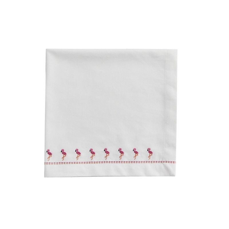 Split P Small Flamingo Embroidered Napkin Set - White