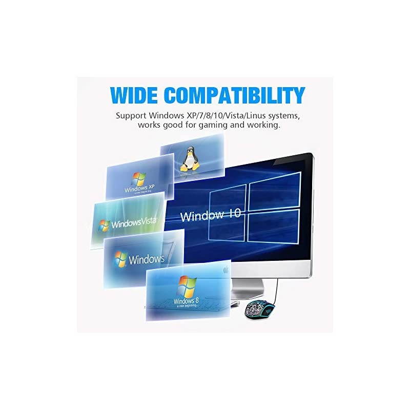 Wired Gaming Mouse, Ergonomic USB Optical Mouse Mice with Chroma RGB Backlit, 1200 to 3600 DPI for Laptop PC Computer Games & Work &ndash;Black