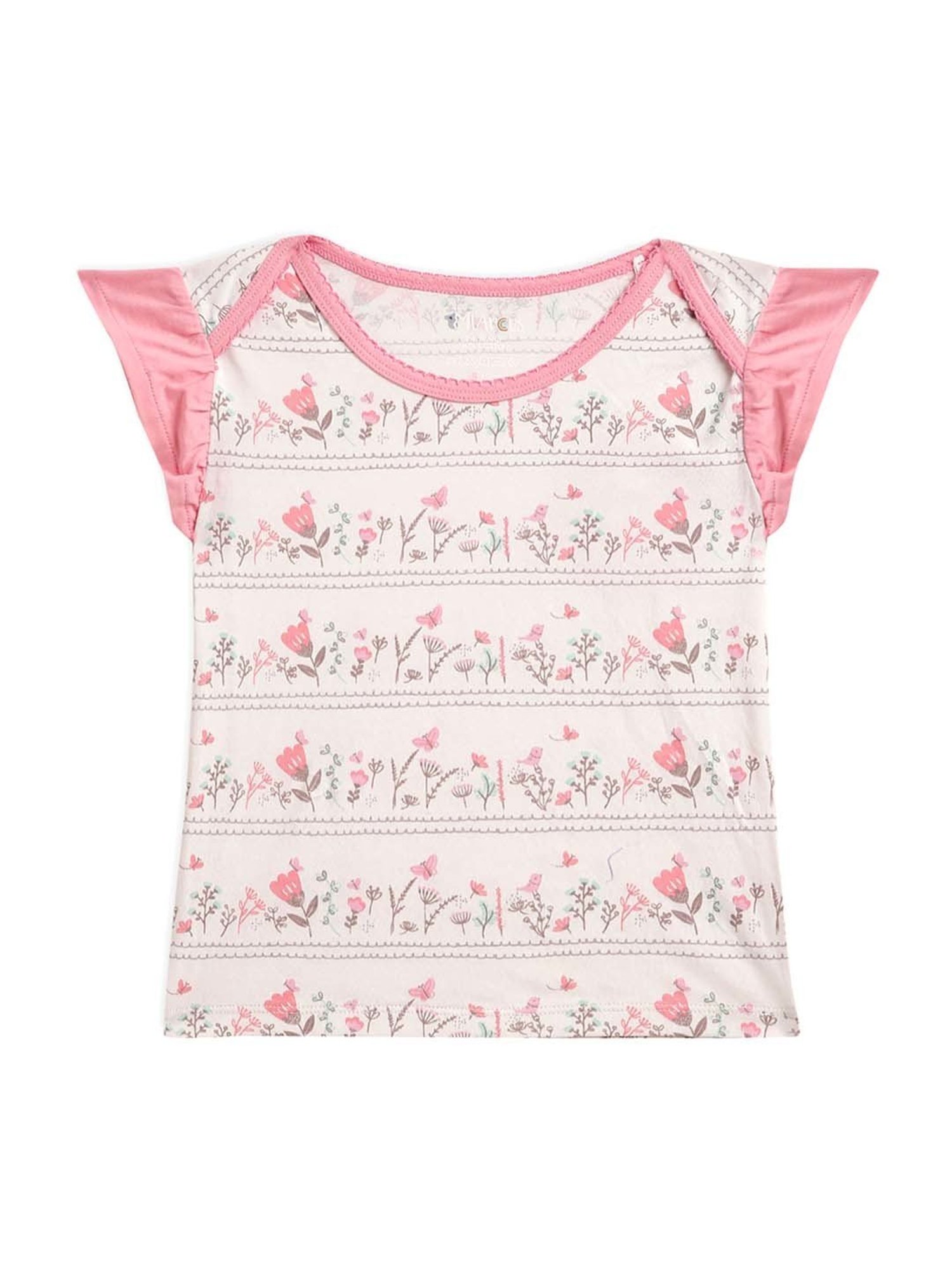 MiArcus Kids Pink Cotton Floral Print Top