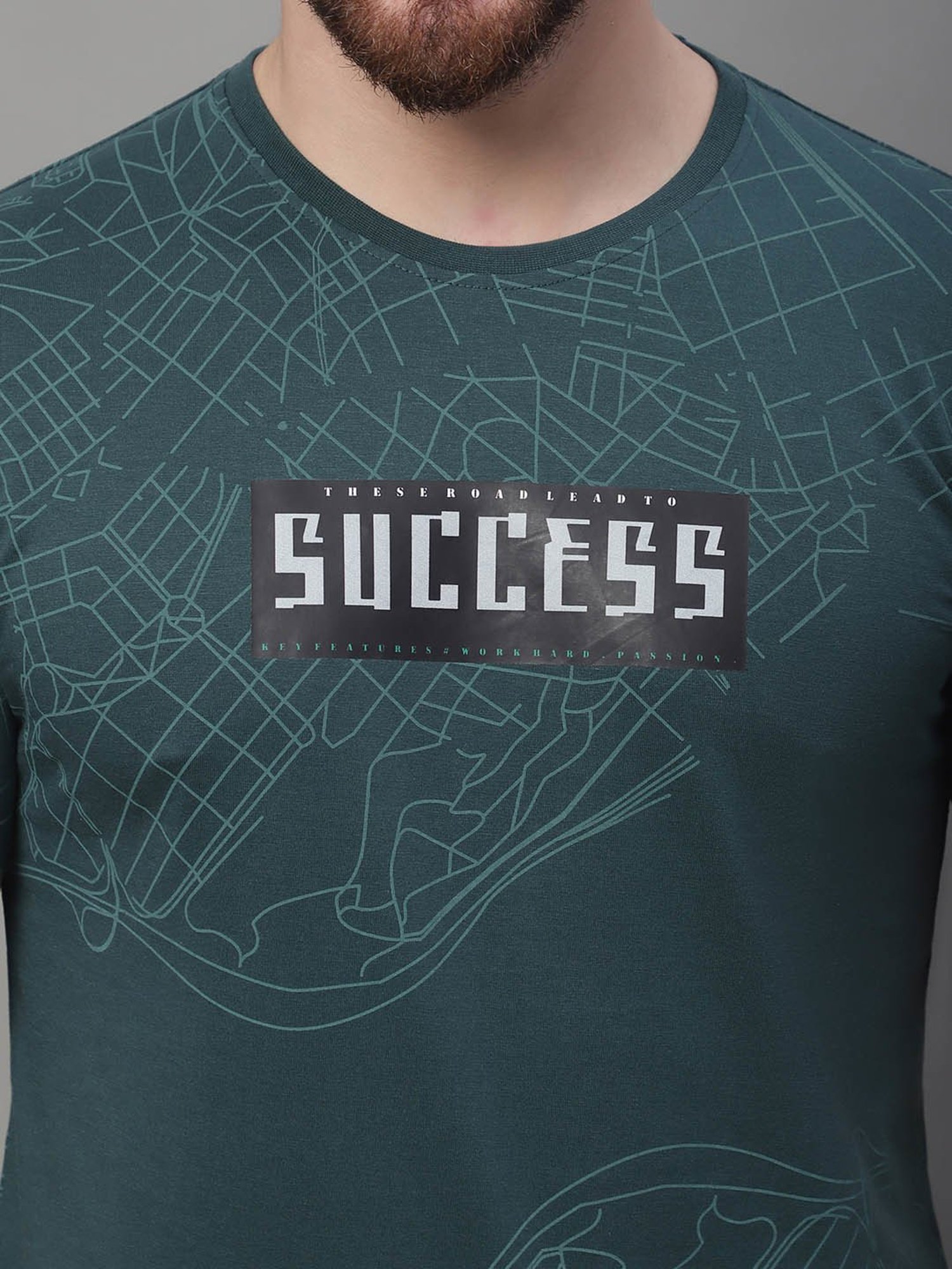 Venitian- Forbidden Clothing Dark Green Slim Fit Printed T-Shirt