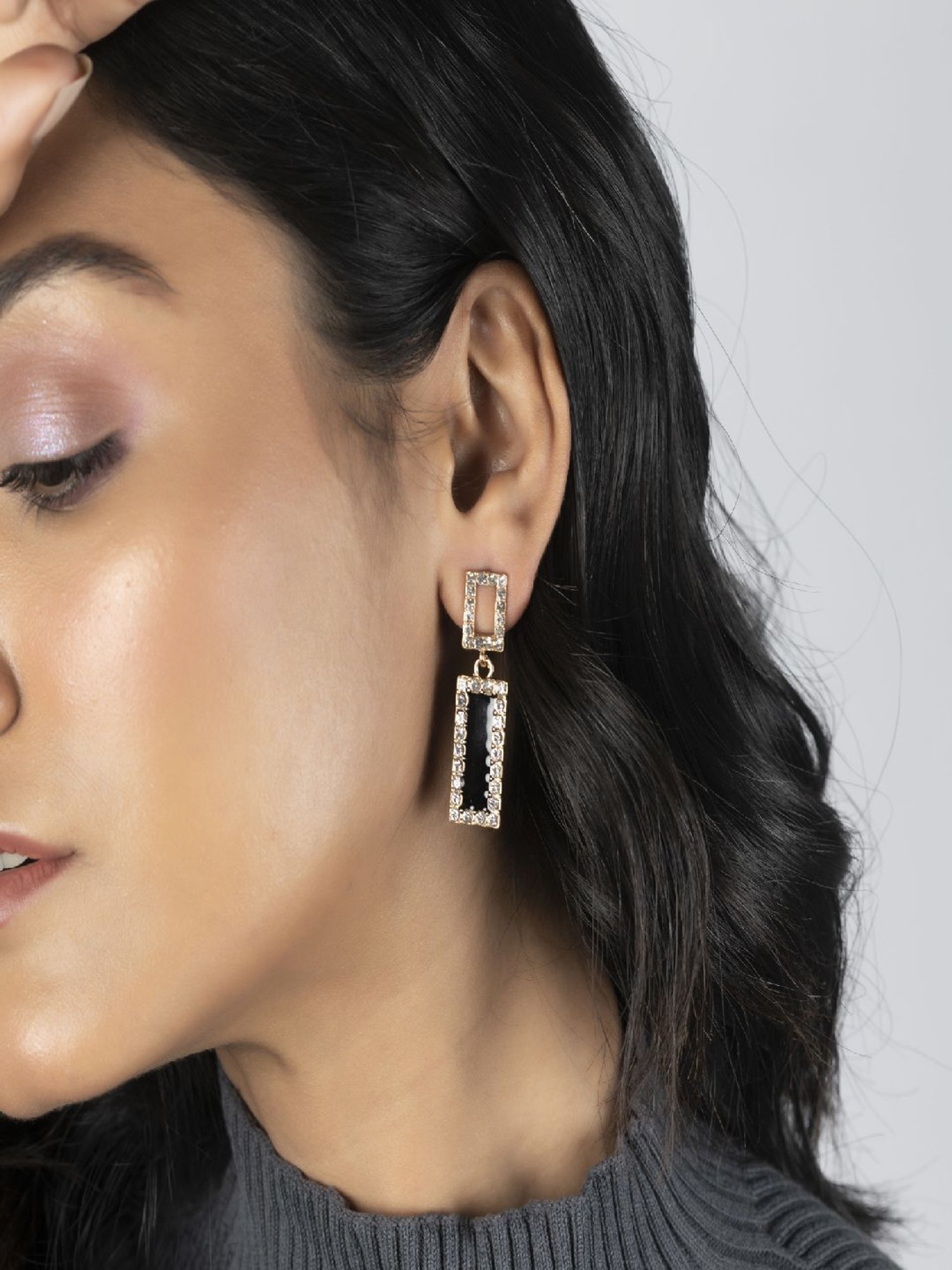 Jewelz Luxerious Black Stone Earrings for Women