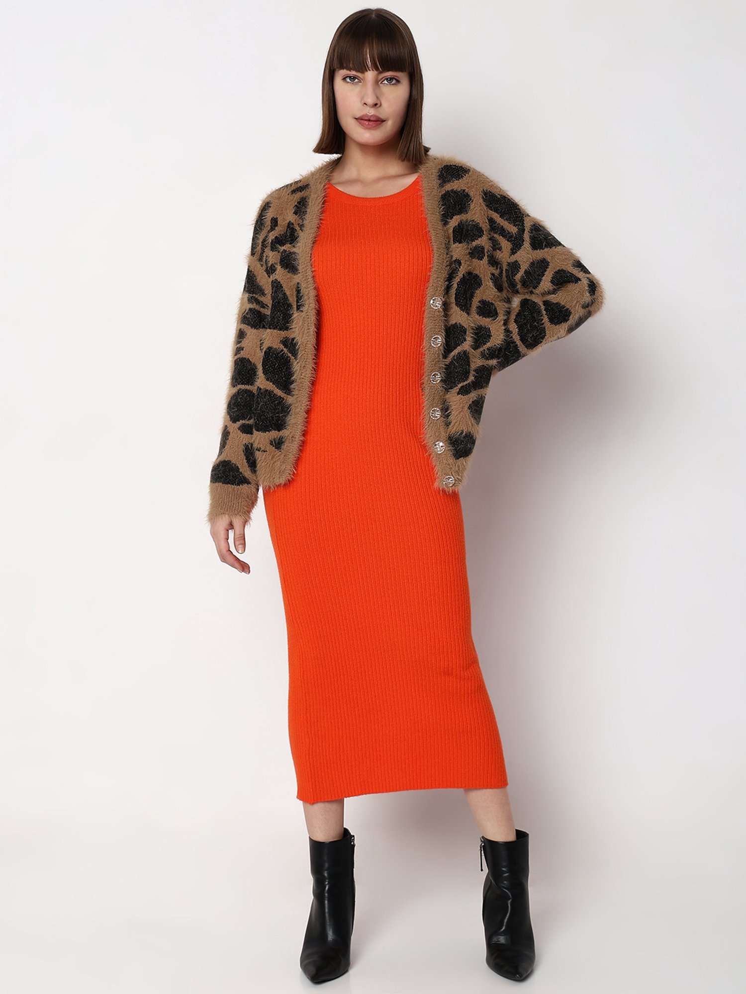Vero Moda Brown & Black Animal Print Cardigan